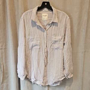 Abercrombie & Fitch Boyfriend Gray and White Button Down Shirt